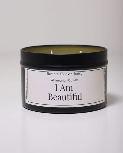 I Am Beautiful Affirmation Candle Affirmation Candle by Restore Your Wellbeing