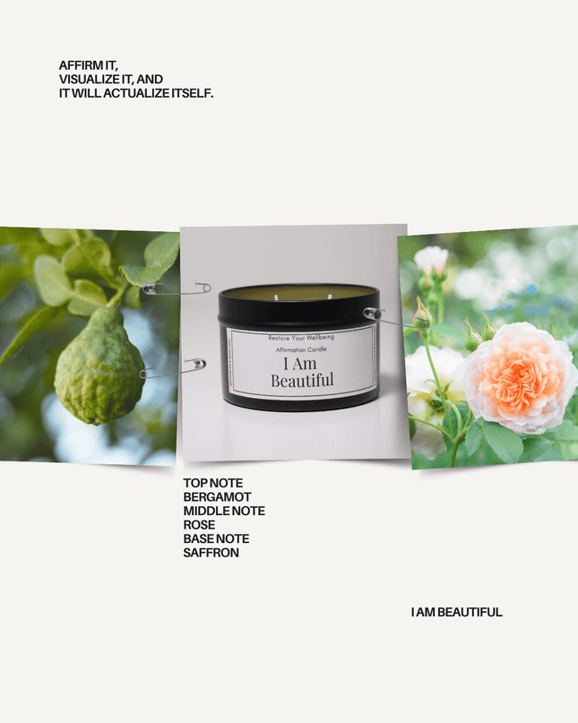 I Am Beautiful Affirmation Candle Affirmation Candle by Restore Your Wellbeing