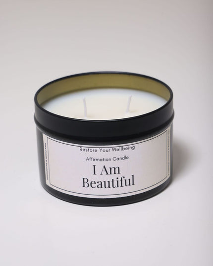 I Am Beautiful Affirmation Candle Affirmation Candle by Restore Your Wellbeing
