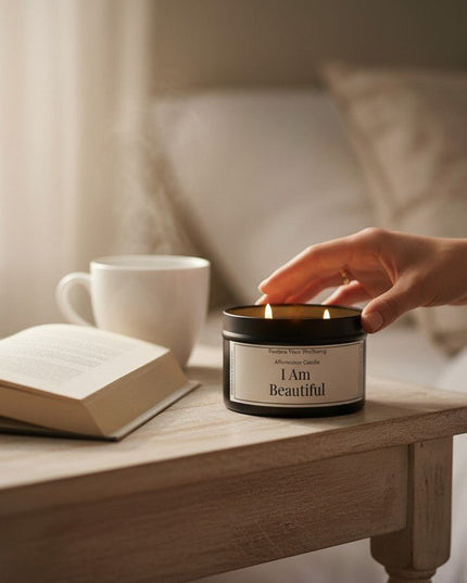 I Am Beautiful Affirmation Candle Affirmation Candle by Restore Your Wellbeing