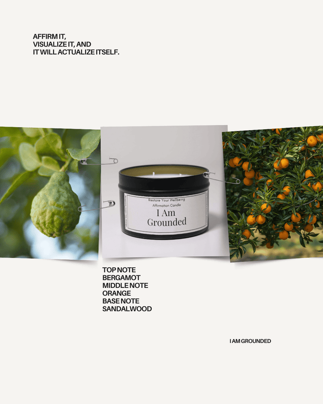 I Am Grounded Affirmation Candle Affirmation Candle by Restore Your Wellbeing