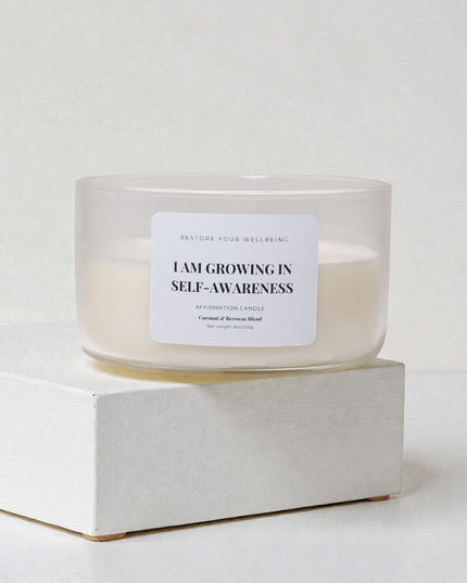 I Am Growing in Self - Awareness – Affirmation Candle Affirmation Candle by Restore Your Wellbeing