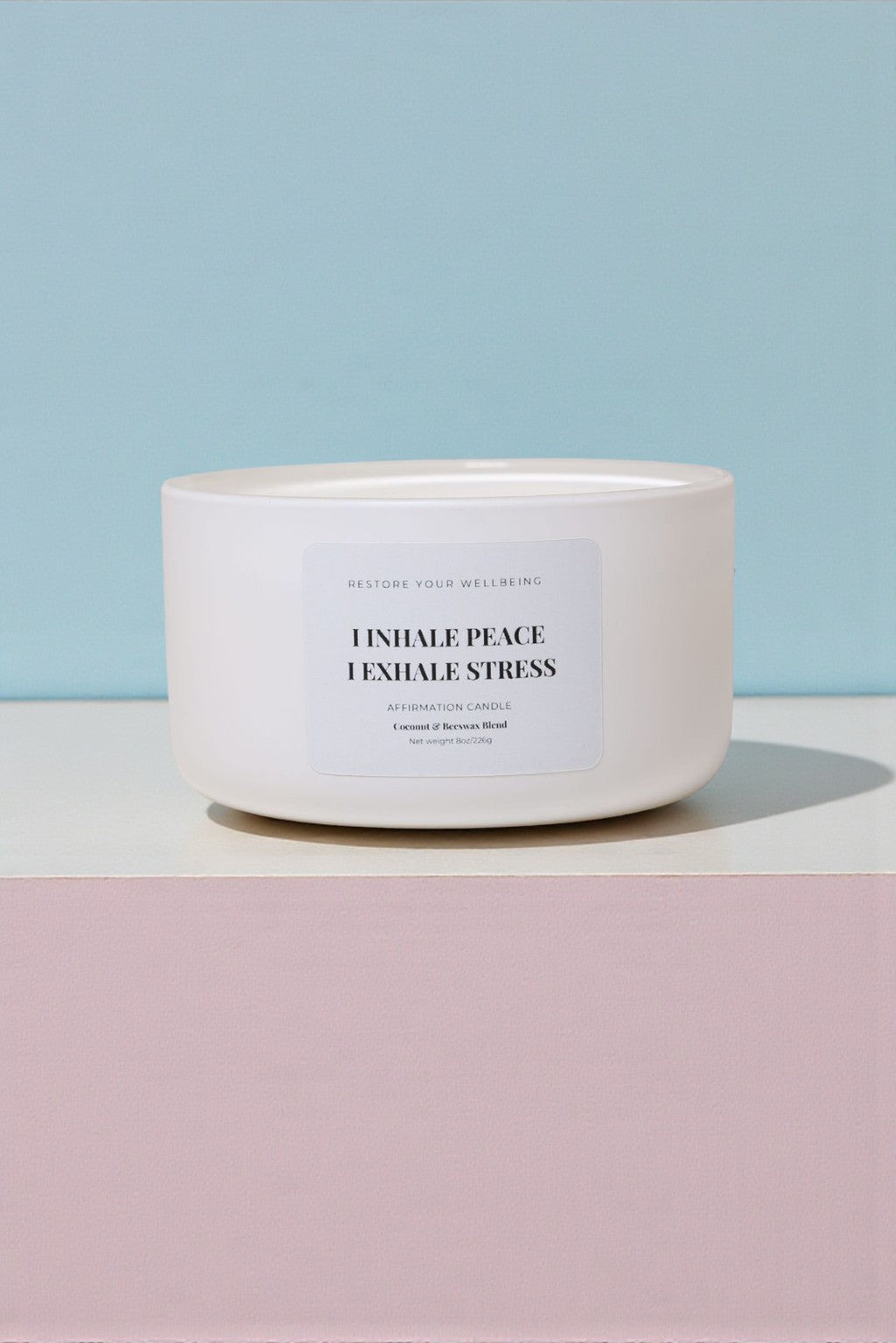 Inhale Peace. Exhale Stress – Affirmation Candle Affirmation Candle by Restore Your Wellbeing