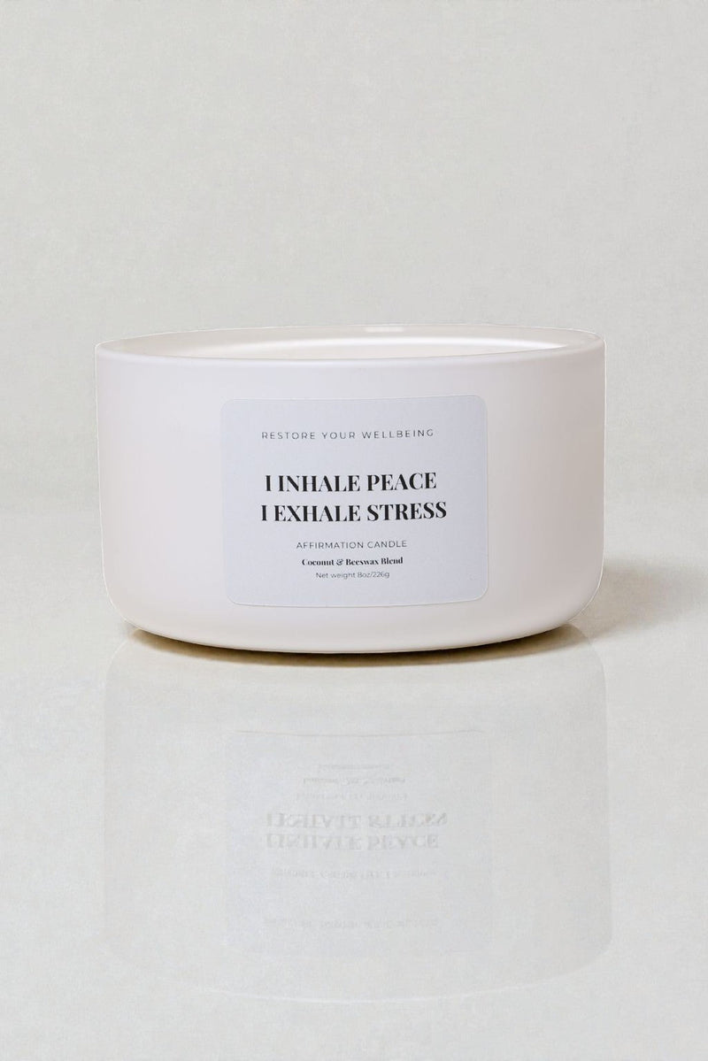 Inhale Peace, Exhale Stress — Citrus & Basil Affirmation Candle