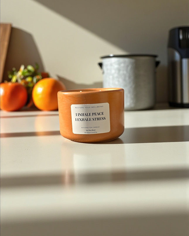 I Inhale Peace and Exhale Stress Candle – Watermint & Clementine