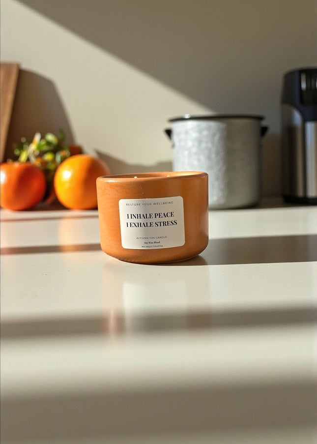 I Inhale Peace and Exhale Stress Candle – Watermint & Clementine