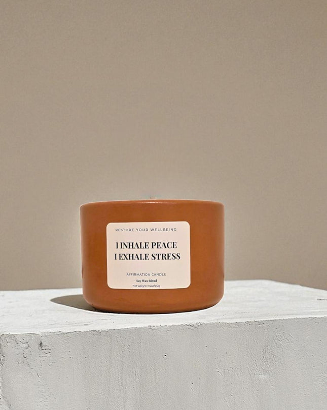 I Inhale Peace and Exhale Stress Candle – Watermint & Clementine