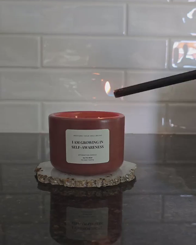 Red vessel Moonflower Nectar Scented Candle: Self-Discovery Affirmation Candle
