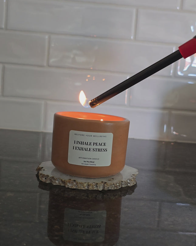 I Inhale Peace and Exhale Stress Candle – Watermint & Clementine