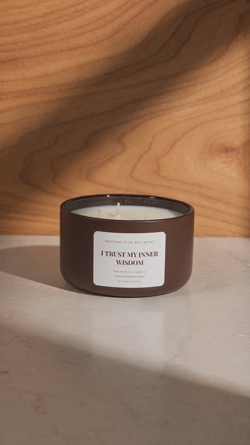 brown candle inner wisdom — Restore Your Wellbeing product video
